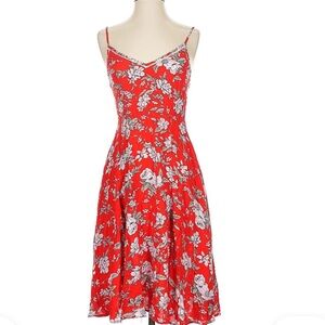 Lulus Esperanza Red Floral Print Midi Dress - Size L